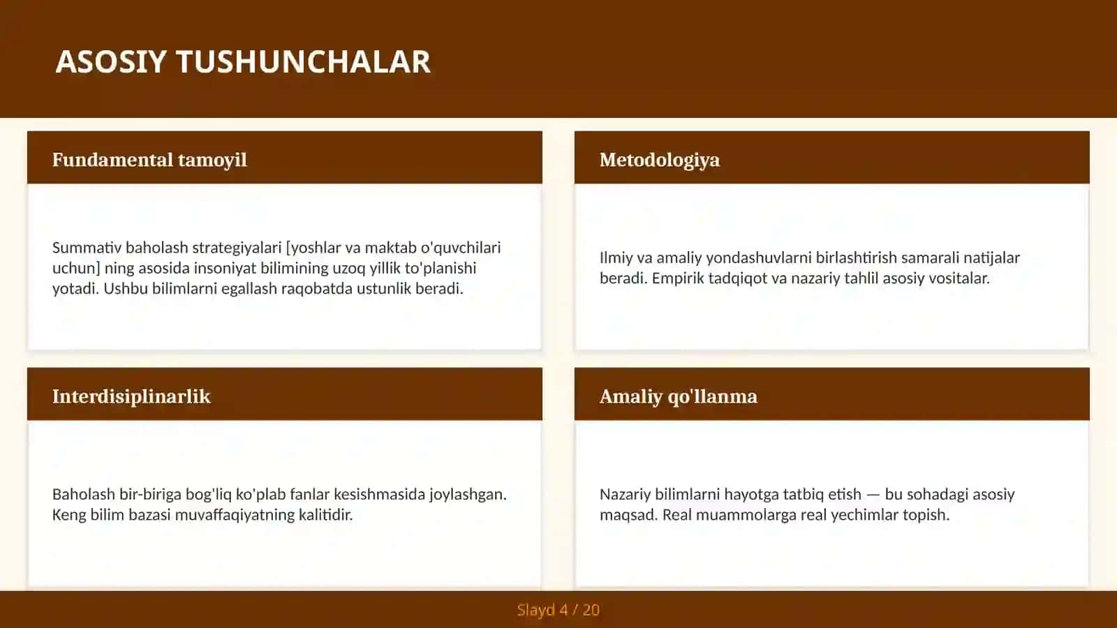 Summativ baholash strategiyalari [YOSHLAR VA MAKTAB O'QUVCHILARI UCHUN] 4