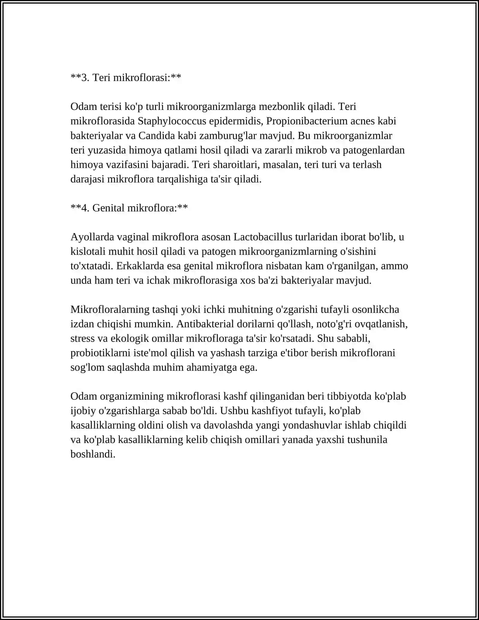 ODAM ORGANI TANASI MIKROFLORASI VA MIKROEKOLOGIYASI UNING AHAMIYATI VA VAZIFALARI DISBAKTERIOZLAR 4