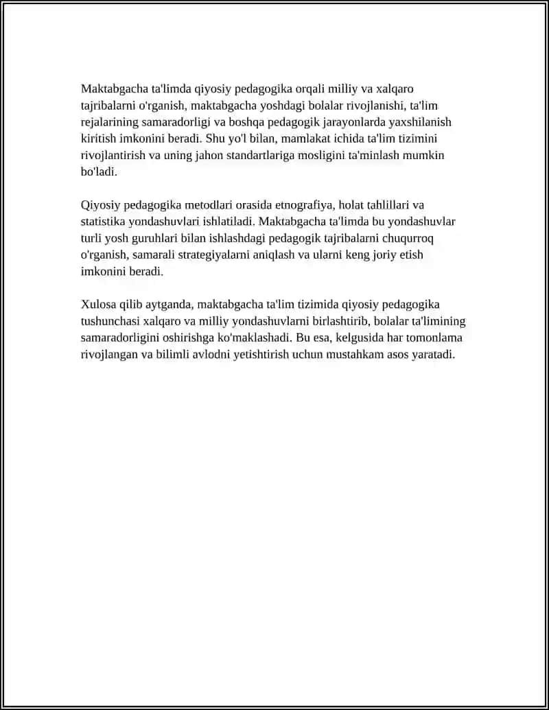 MAKTABGACHA TALIMNING QIYOSIY PEDAGOGIKASIDA TARAQQIYOT BOSQICHLARI 4