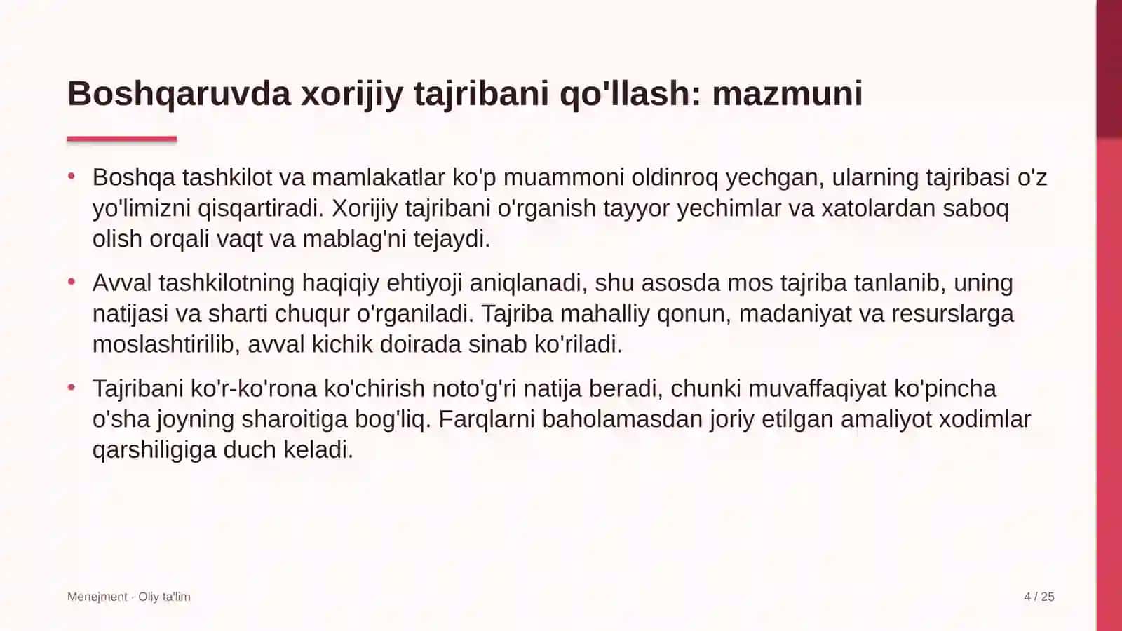 Loyiha institutlarida boshqaruvda xorijiy tajribani qo'llash 4
