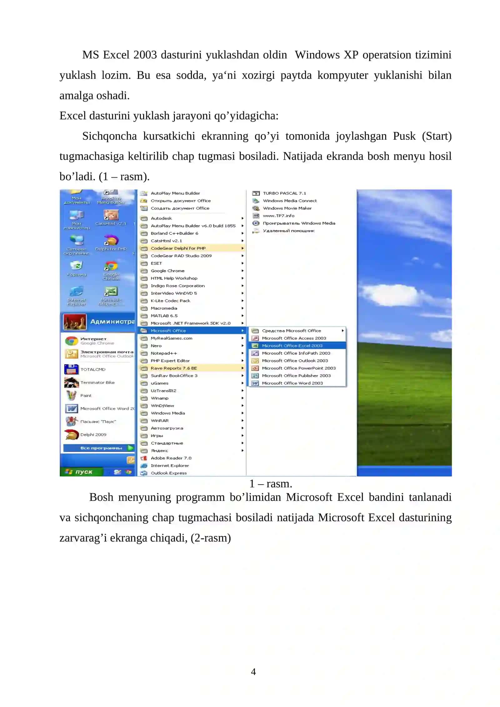 Excel elektron jadval dasturi 4