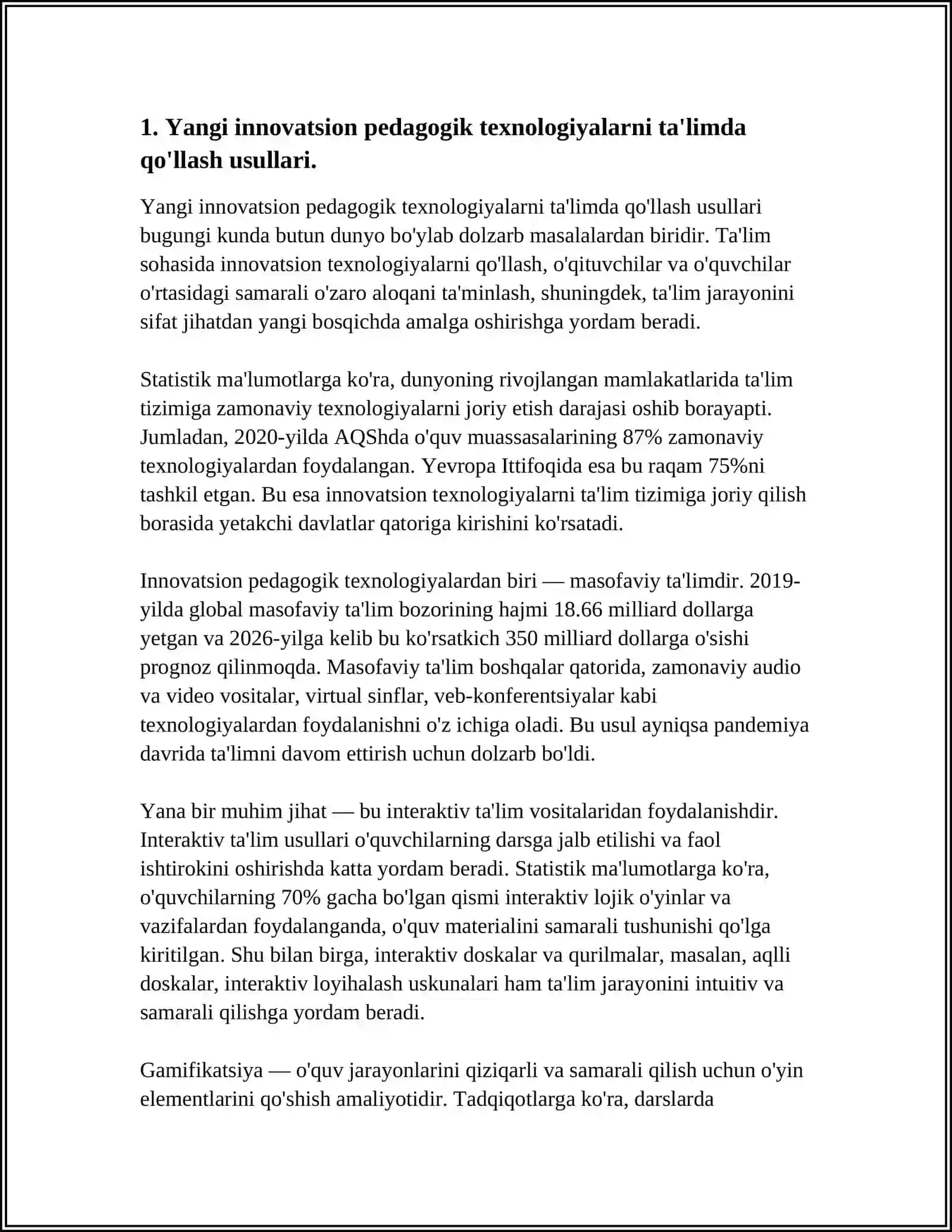 YANGI INNOVATSION PEDAGOGIK TEXNOLOGIYALAR VA FIZIK TA’LIMDA ULARDANFOYDALANISH ISTIQBOLLARI 4