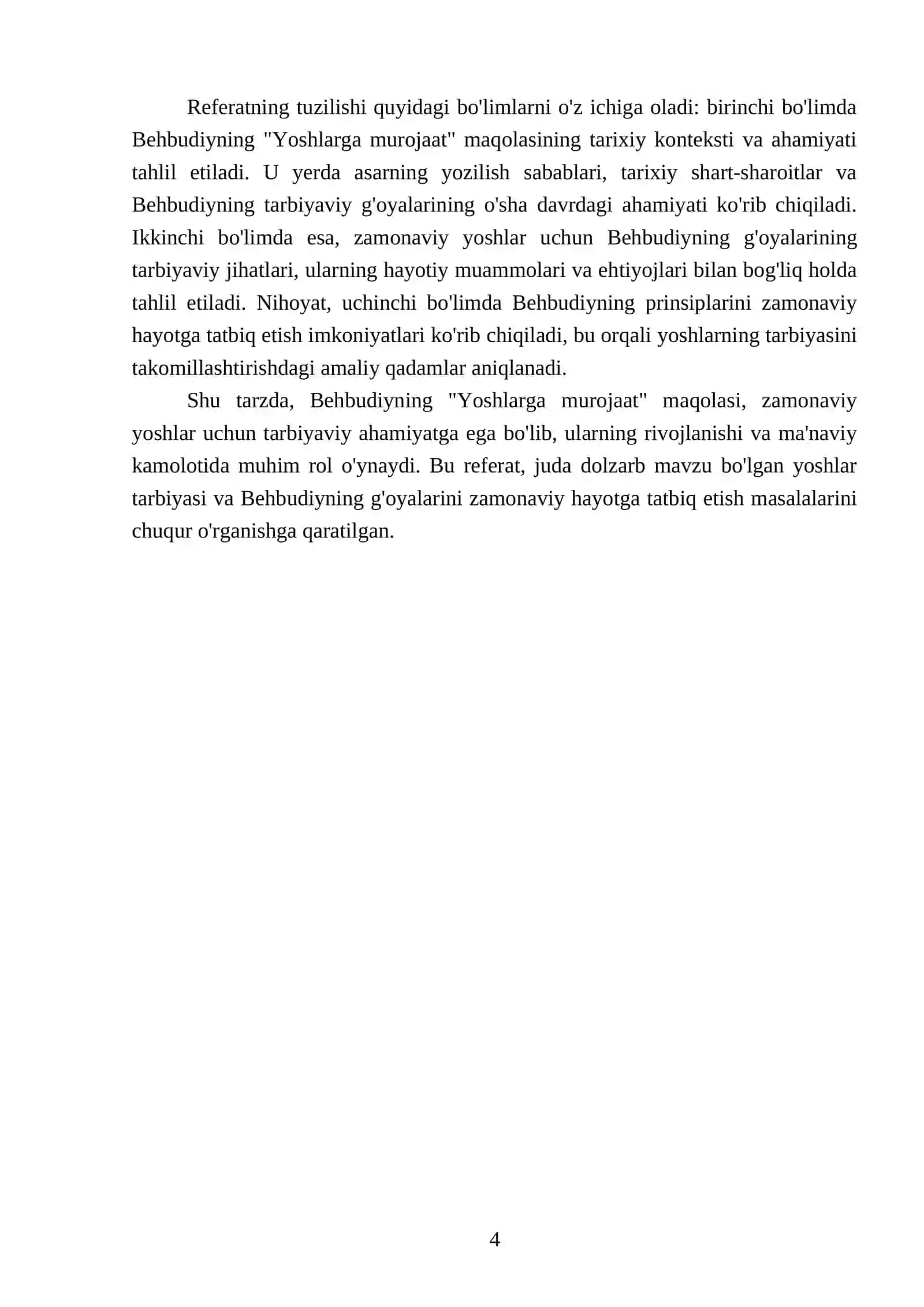 Behbudiyning "yoshlarga murojaat" maqolasini zamonaviy yoshlar uchun tarbiyaviy ahamiyati 4