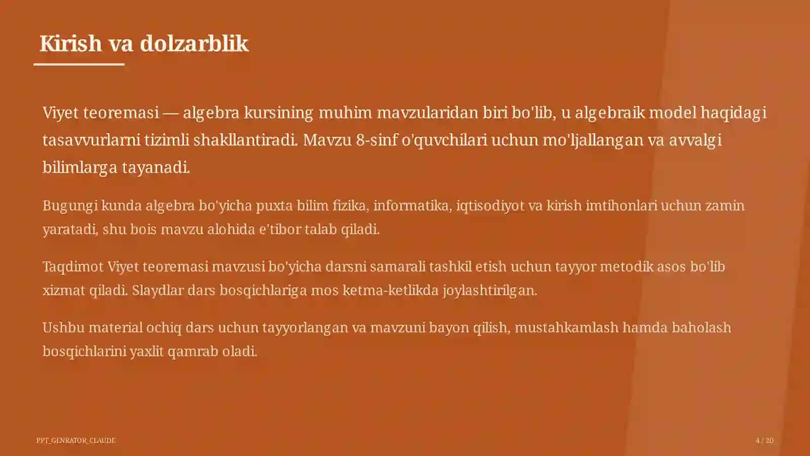 Viyet teoremasi (8-sinf) 4