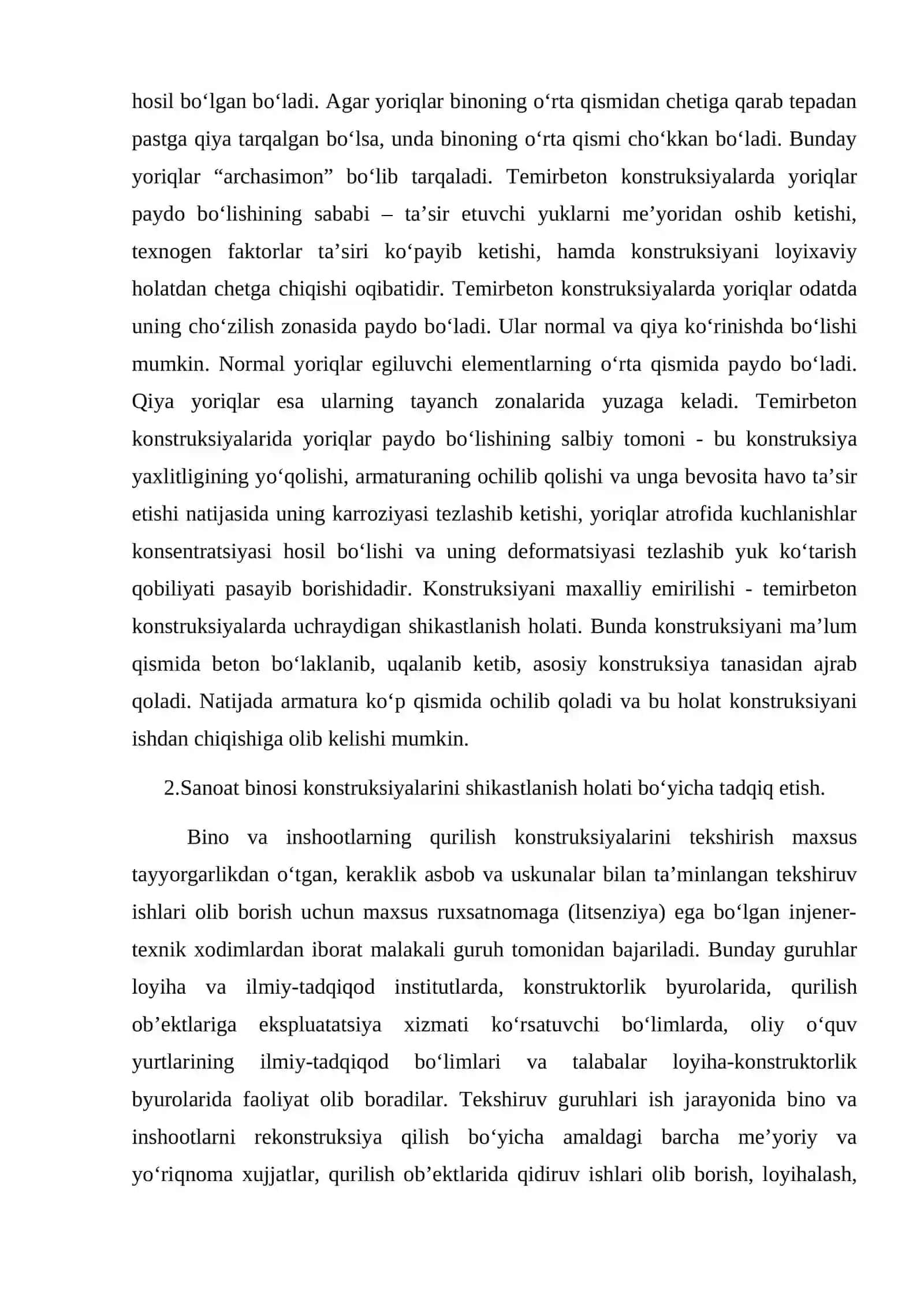 Bino va inshootlarning funksional qismlariga xos bo'lgan defekglar, shikastlanish va deformatsiyalar 4