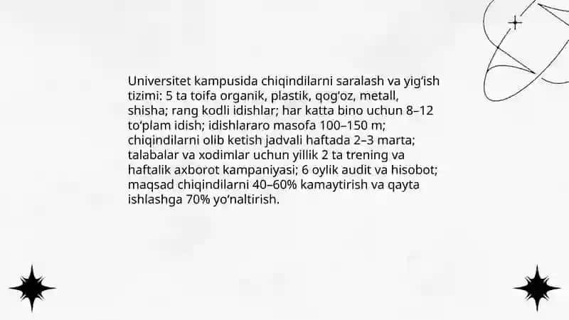 Universitetda chiqindilarni kamaytirish loyihasi 4