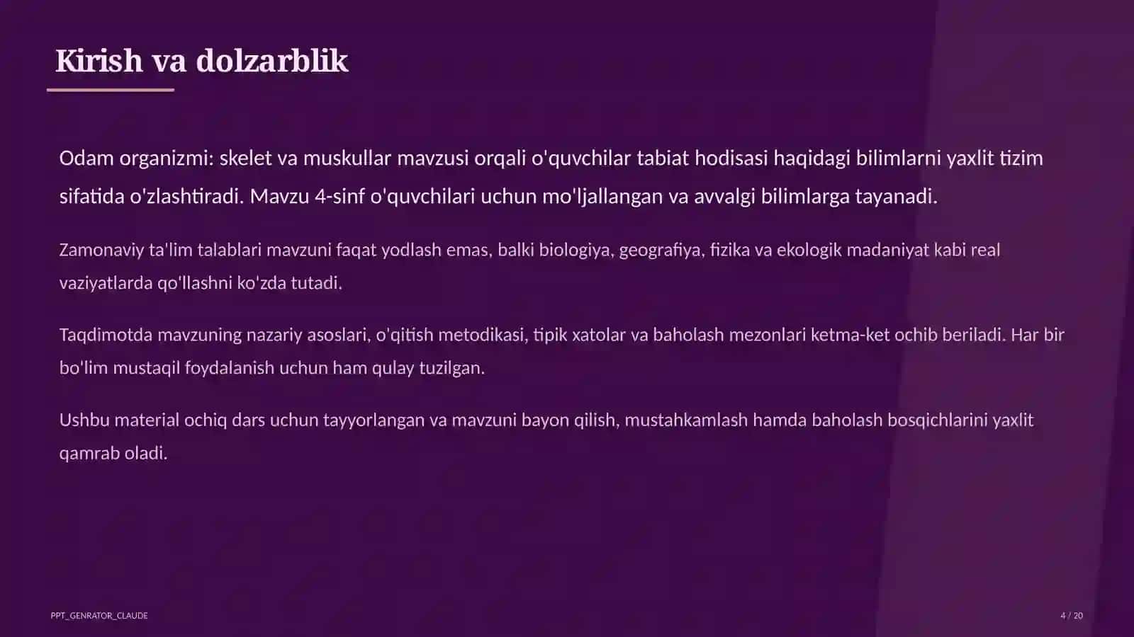 Odam organizmi: skelet va muskullar (4-sinf) 4