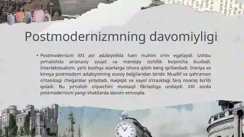 XXI ASR JAHON ADABIYOTINING YETAKCHI YO‘NALISHLARI 4