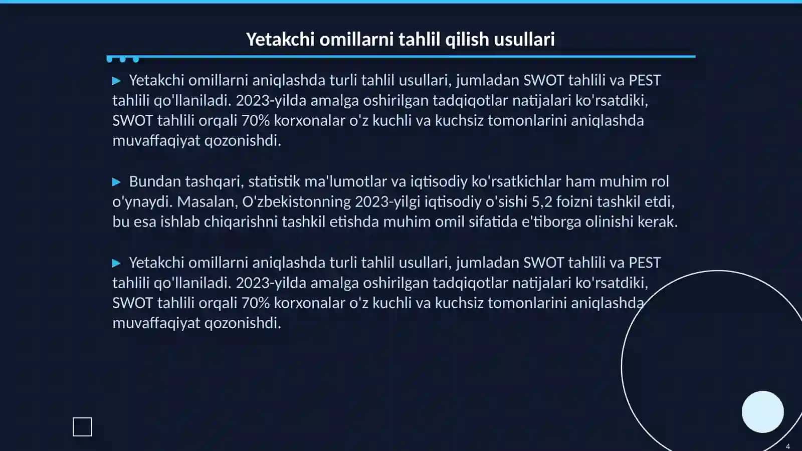 Yetakchi omillarni aniqlash 4
