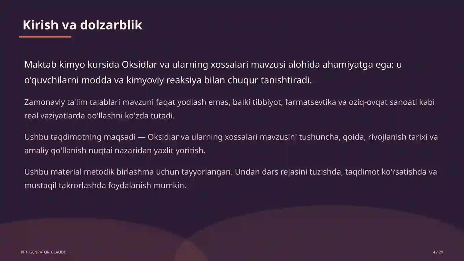 Oksidlar va ularning xossalari (8-sinf) 4