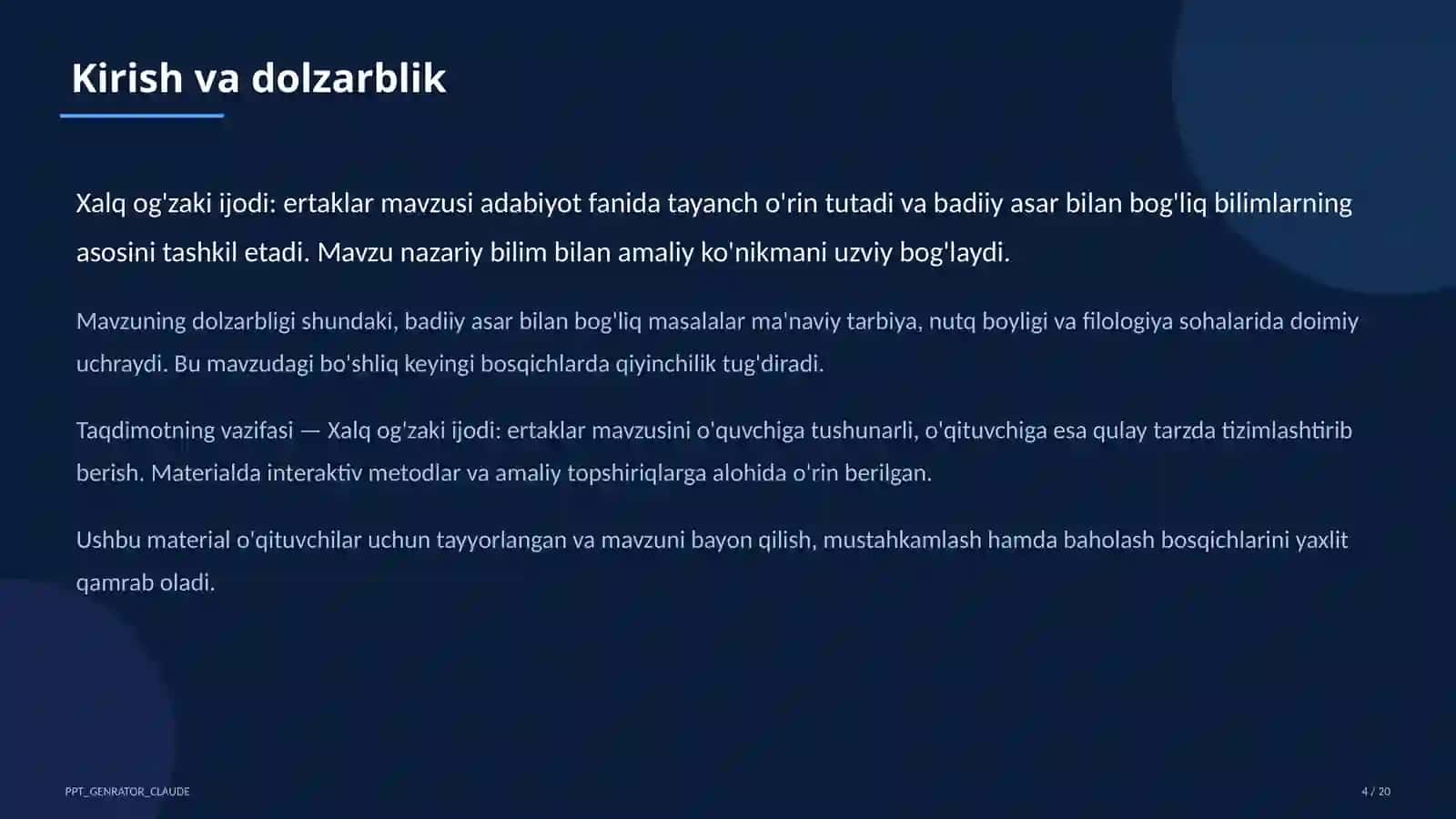 Xalq og'zaki ijodi: ertaklar (5-sinf) 4