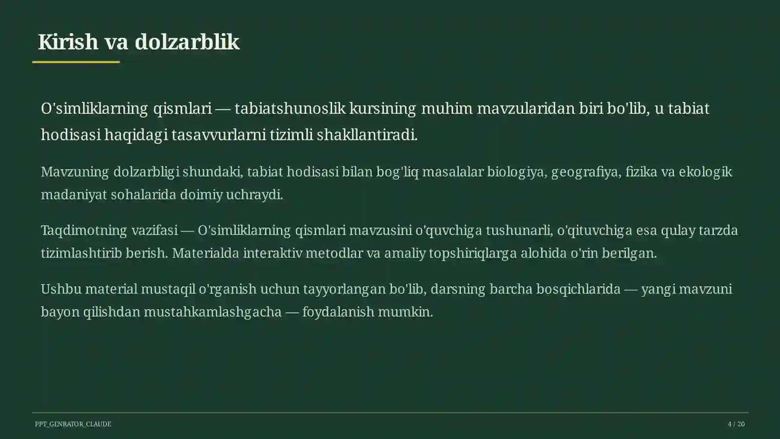 O'simliklarning qismlari (2-sinf) 4