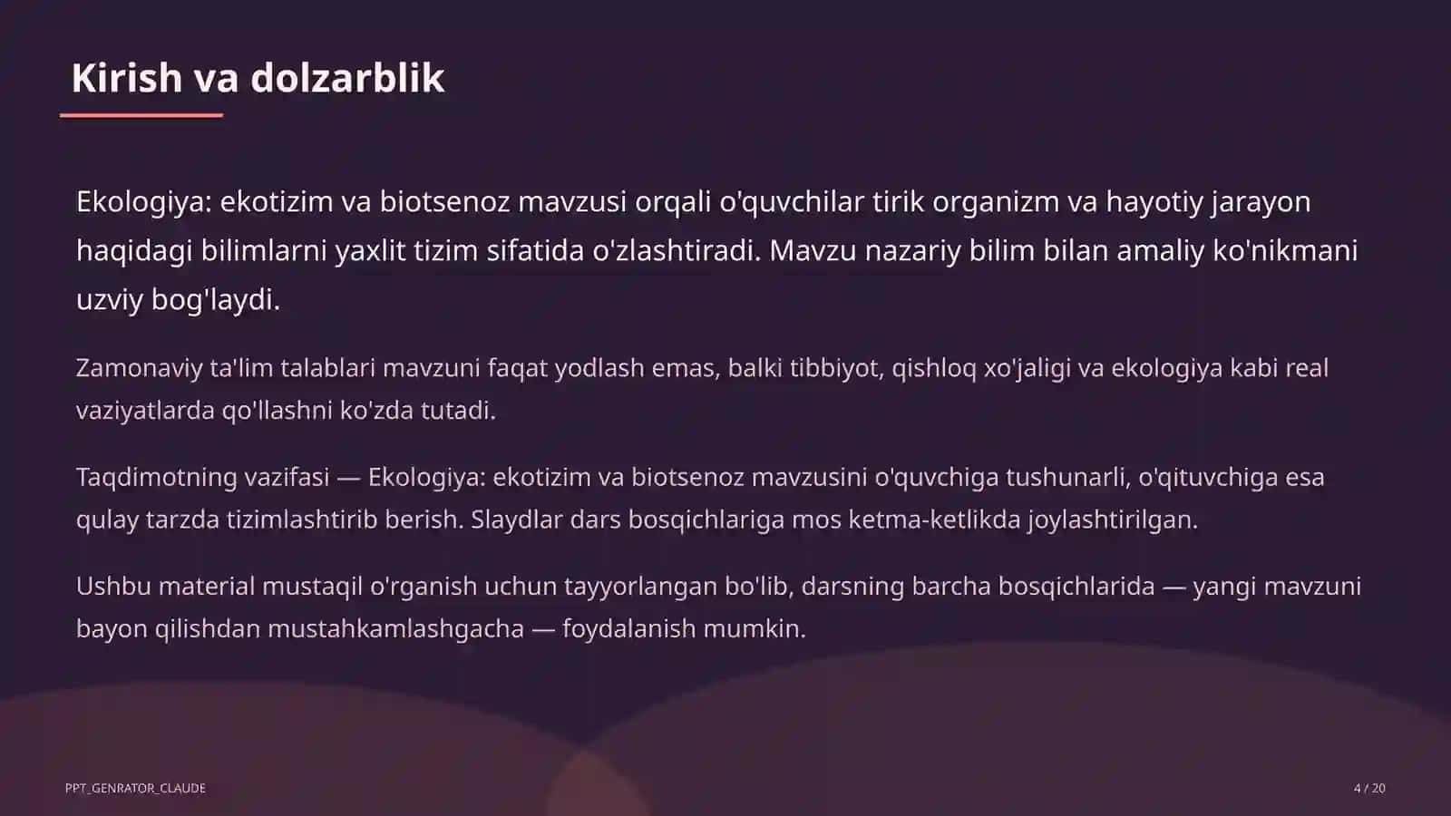 Ekologiya: ekotizim va biotsenoz (10-sinf) 4