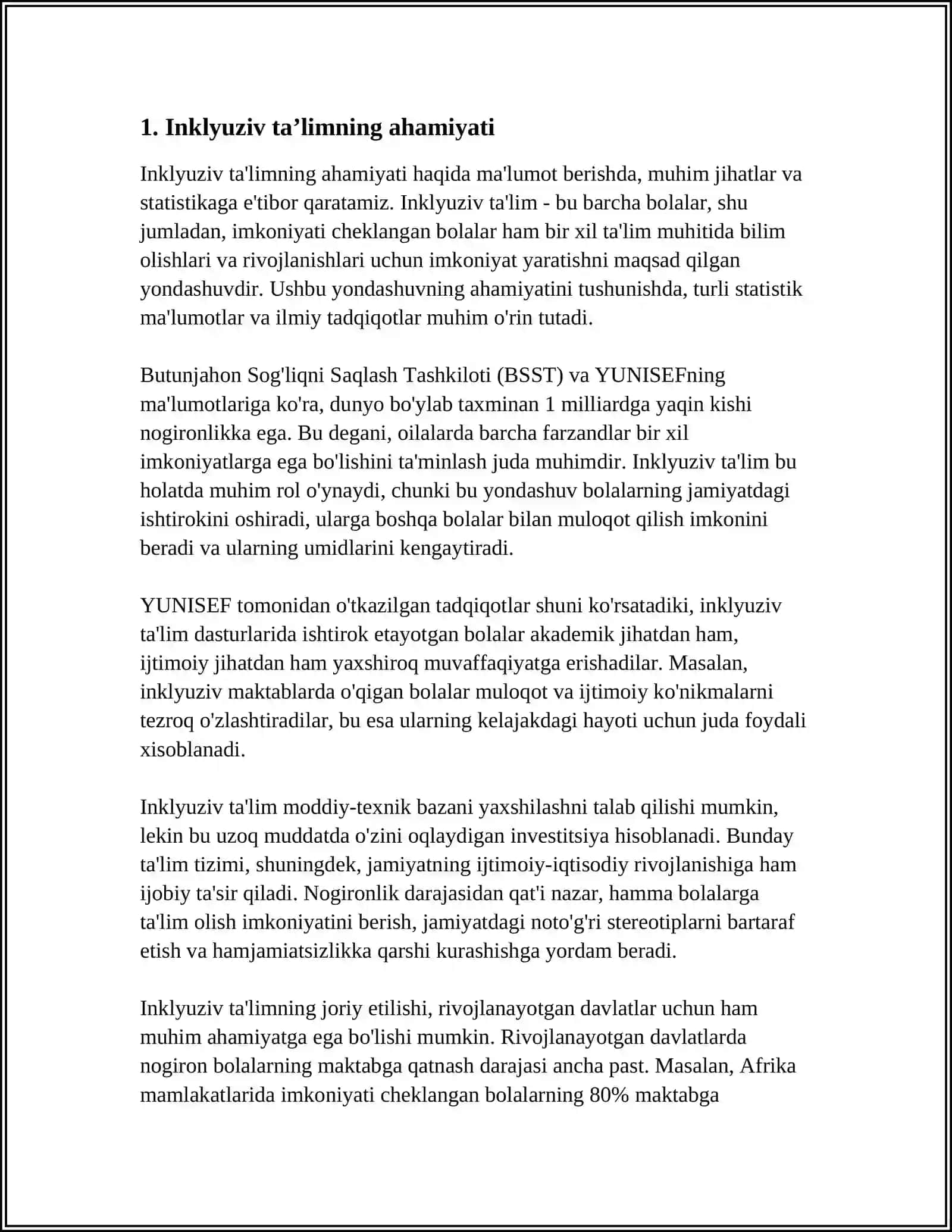 CHET ELDA ALOHIDA YORDAMGA MUHTOJ BOLALARNING INKLYUZIV TA’LIMI 4