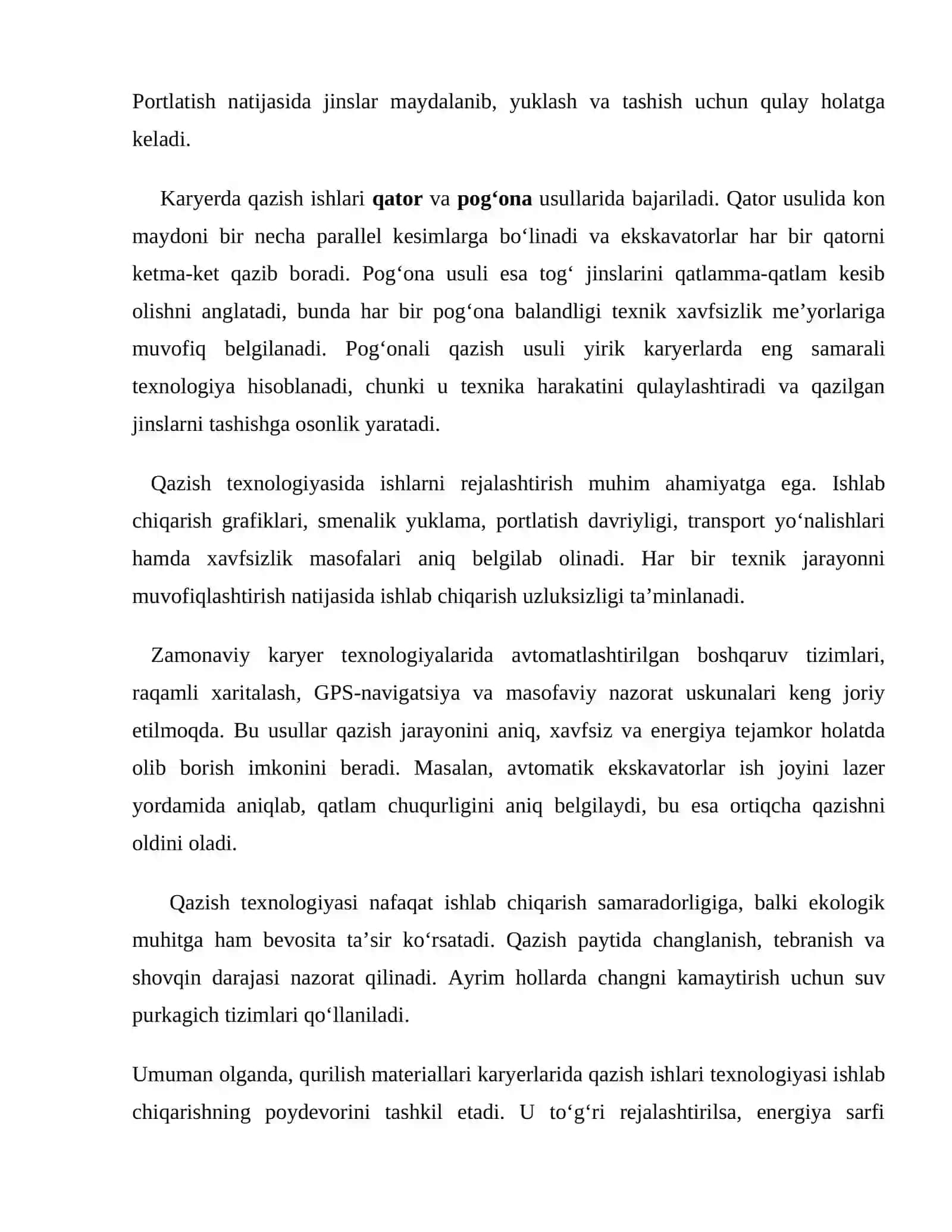 Qurilish materiallari karyerlarida qazish-yuklash ishlari 4