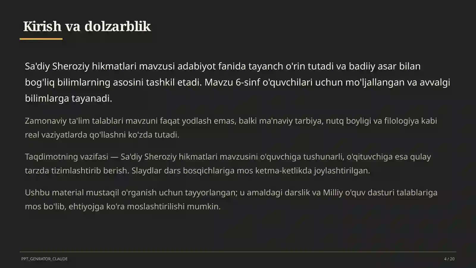 Sa'diy Sheroziy hikmatlari (6-sinf) 4