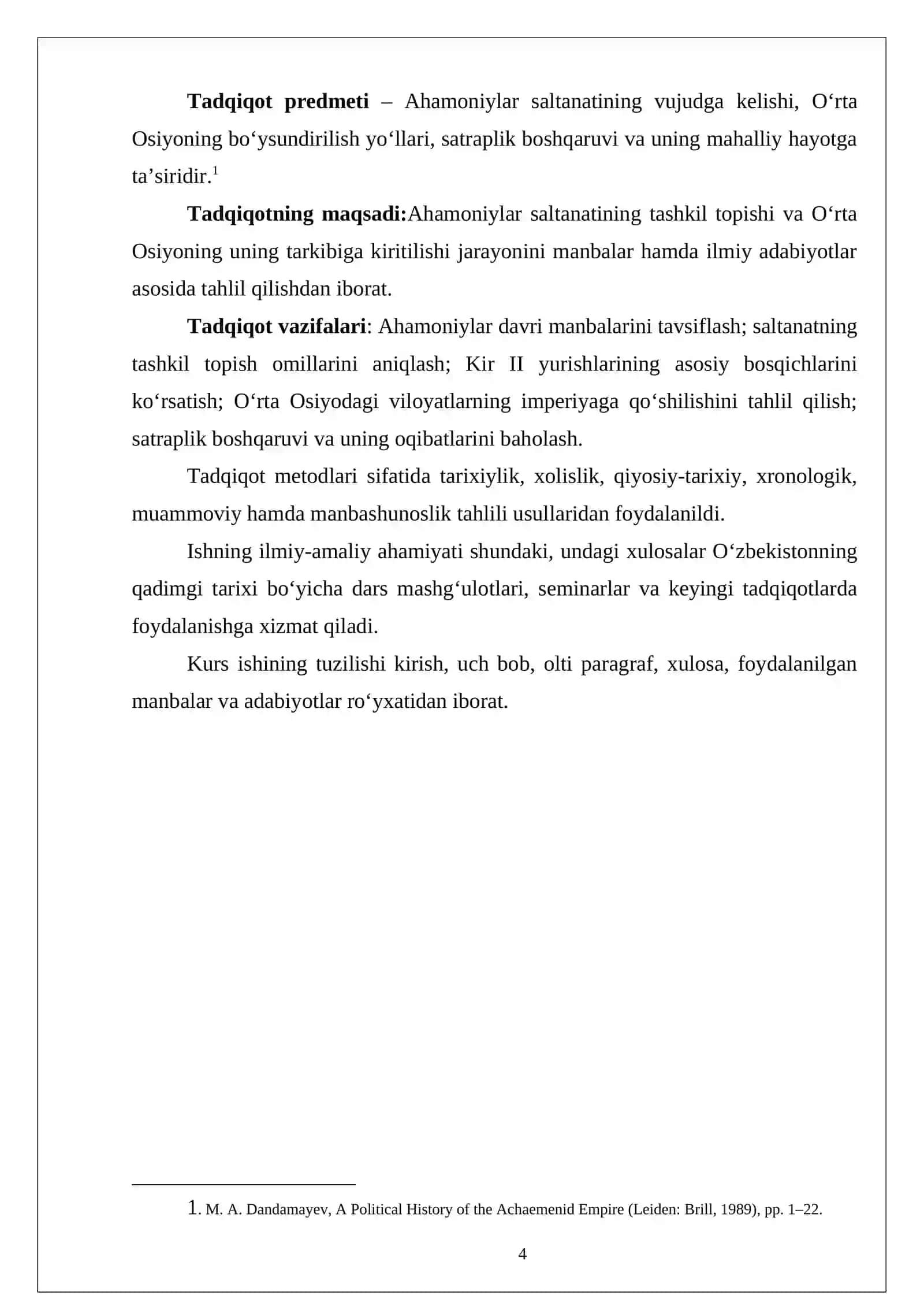 Ahamoniylar saltanatining tashkil topishi va O‘rta Osiyoning bosib olinishi 4