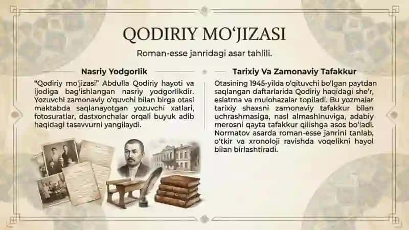 Umarali Normatovning "Ijod sehri", "Qodiriy mo'jizasi" asarlari 4