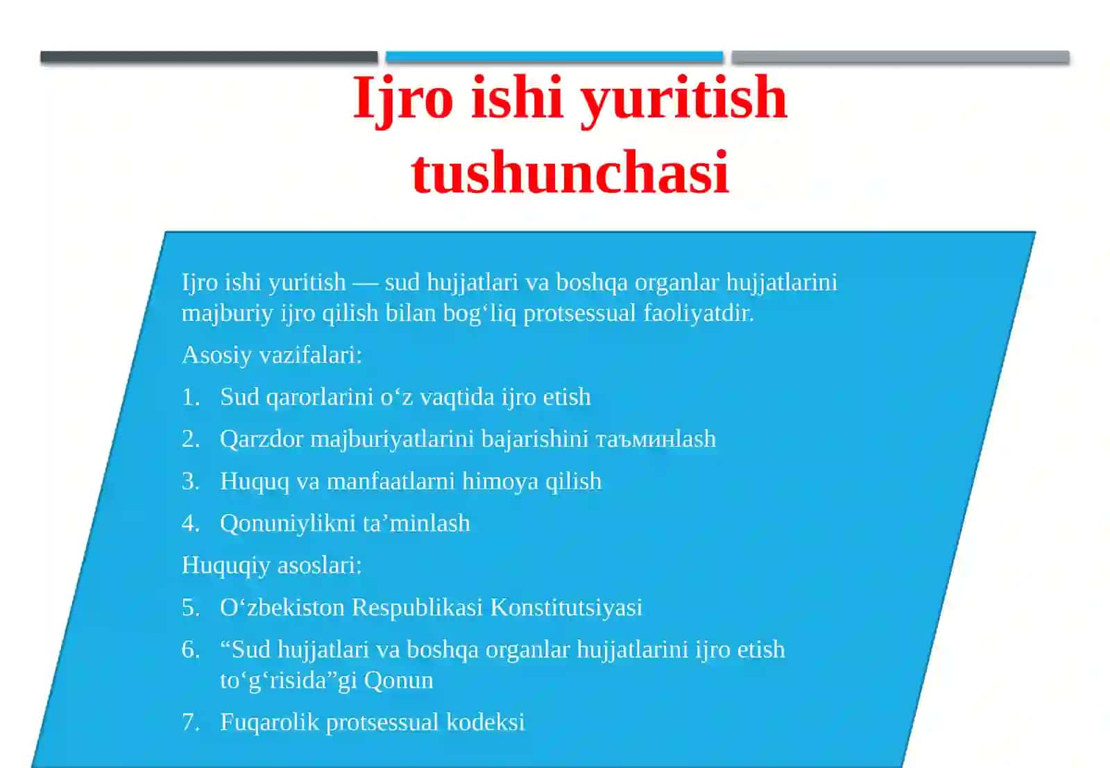Ijroishiyuritish predmeti tushunchasiga uning xususiyatlari 4