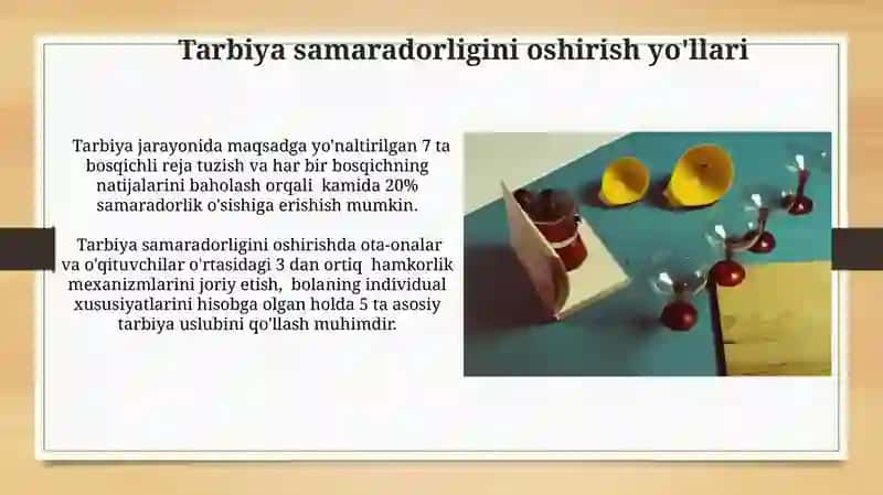 Tarbiya jarayonining mohiyati va mazmuni tarbiya tamoillari 4