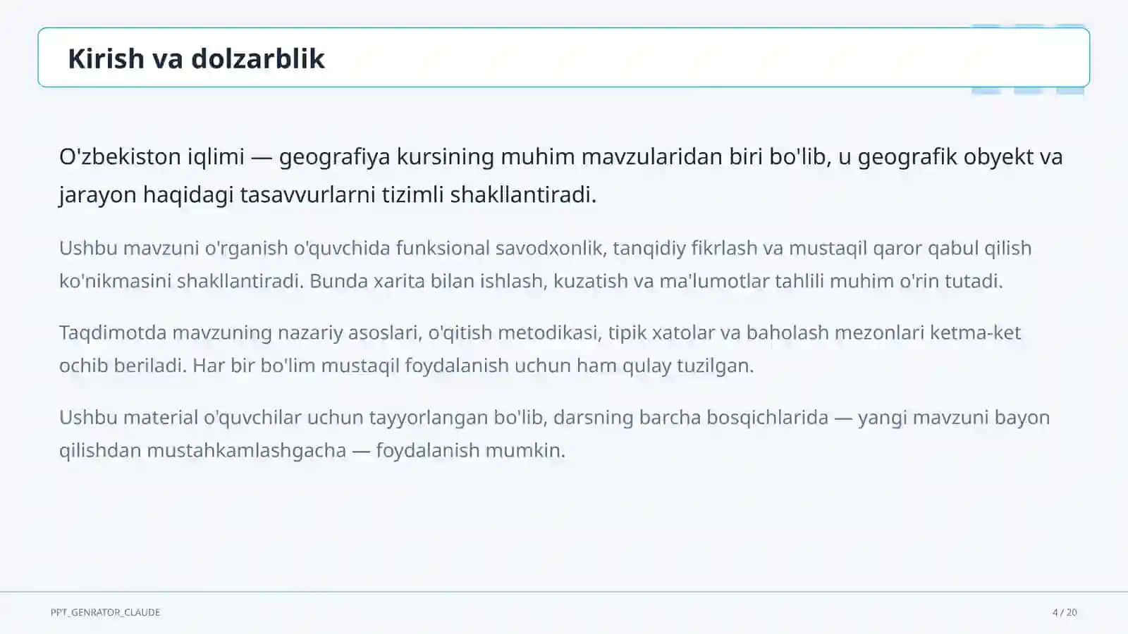 O'zbekiston iqlimi (8-sinf) 4