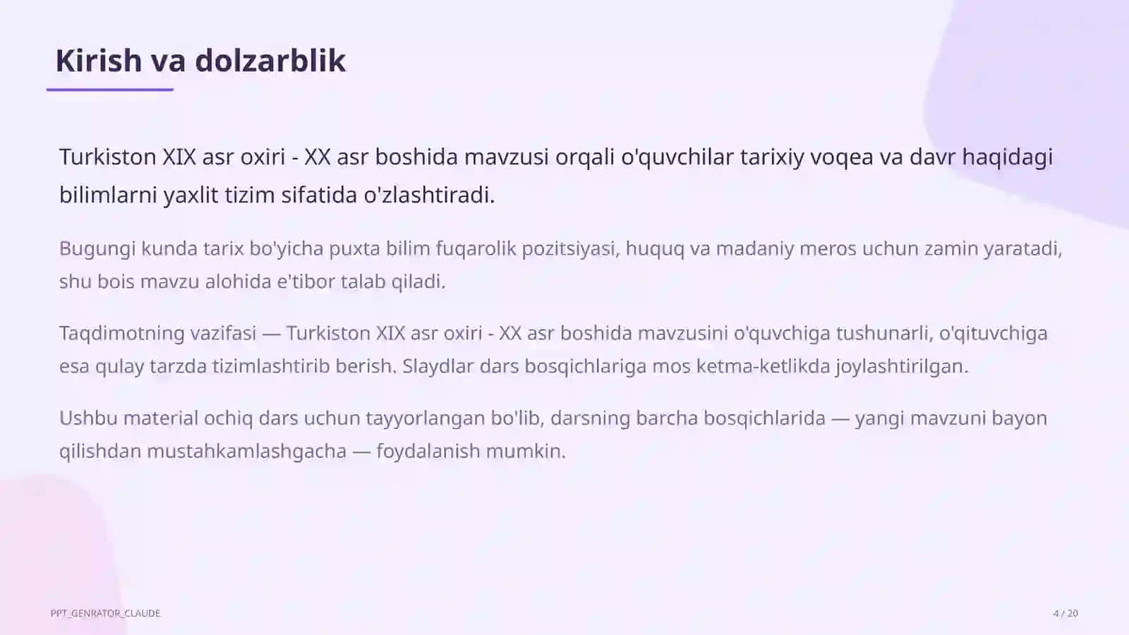 Turkiston XIX asr oxiri - XX asr boshida (9-sinf) 4