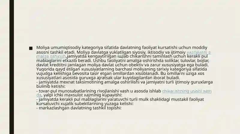 Moliyaning vujudga kelish shart sharoitlari nimlardan iborat. 4