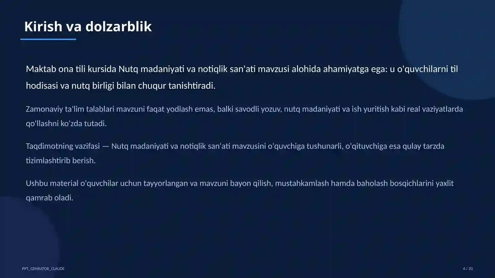 Nutq madaniyati va notiqlik san'ati (10-sinf) 4