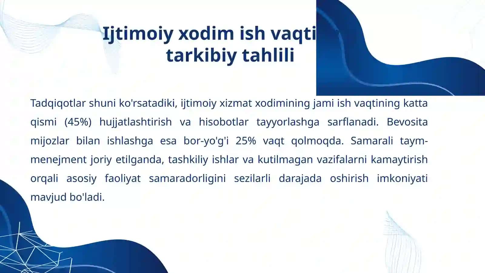Ijtimoiy xizmat faoliyatida samarali taym-menejmentni yo'lga qo'yish 4