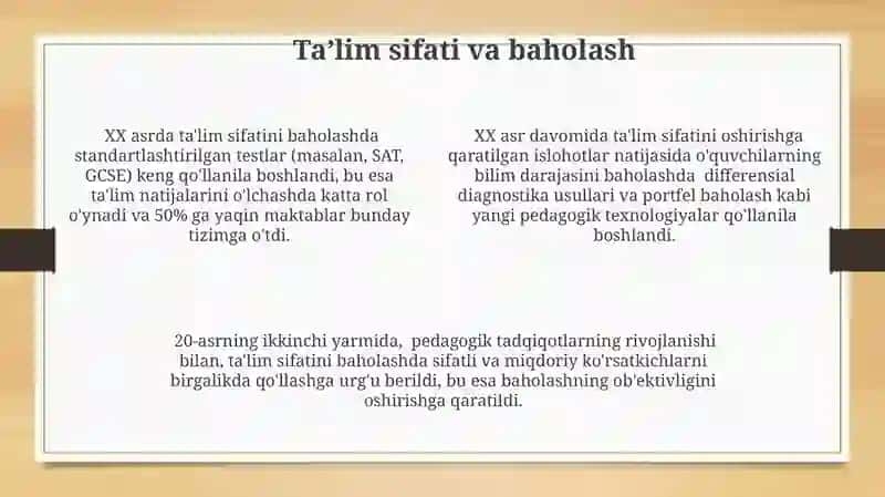 XX jahon tizimidagi global tendensiyalaridan talim 4
