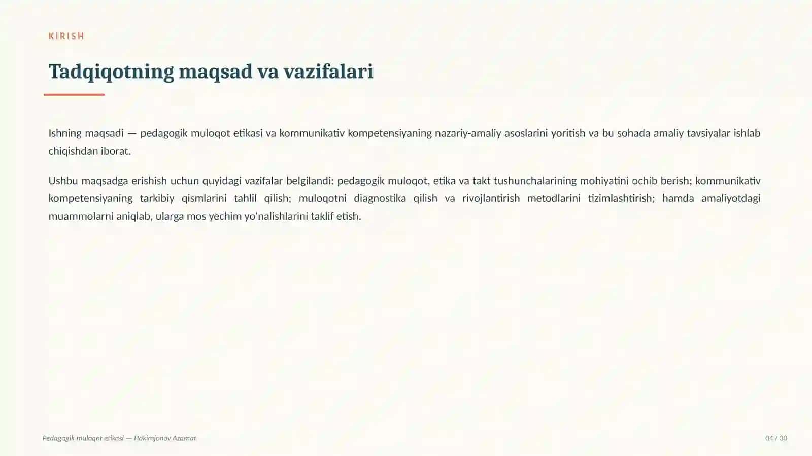 PEDAGOGIK TAKT VA ETIKA FANIDAN TAQDIMOT 4