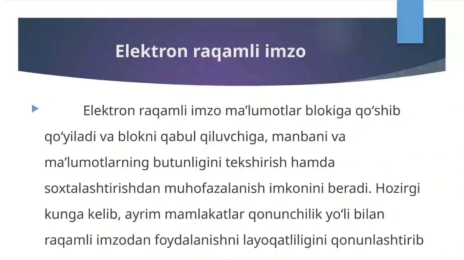ELEKTRON RAQAMLI IMZO VA UNING OCHIQ VA YOPIQ KALITLARI. ELEKTRON SERTIFIKATLAR 4