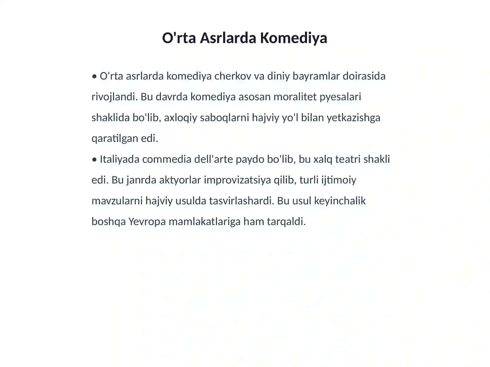 Komediyaning xususiyatlari 4