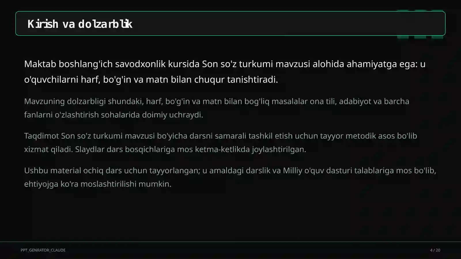 Son so'z turkumi (4-sinf) 4