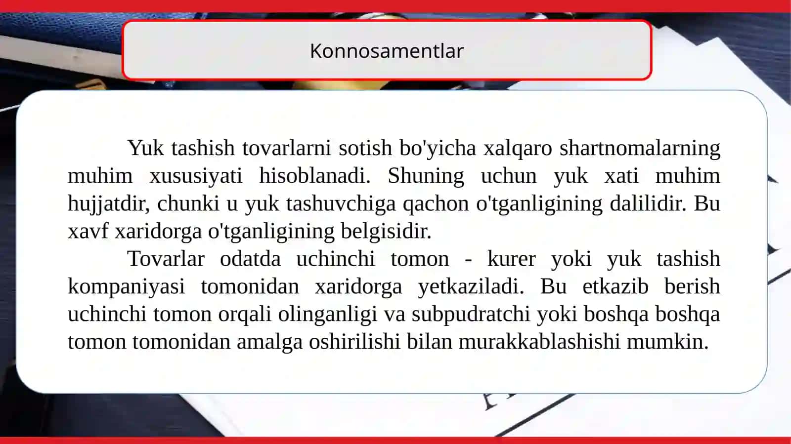Transport hujjatlari va to‘lov vositalari 4