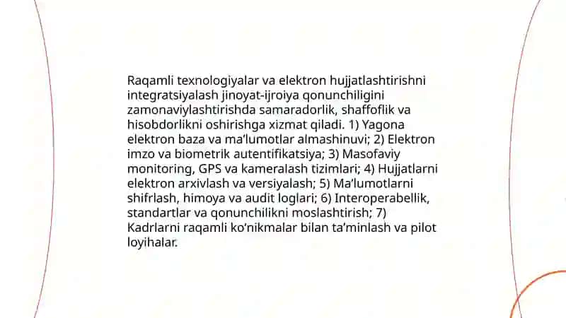 Jinoyat-ibroiya qonunchiligini takomillashtirishning asosiy yoʻnalishlari 4