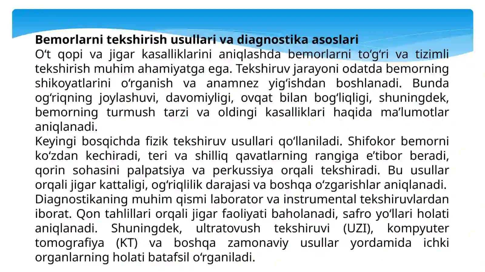 O‘tqopi va jigar kasalliklari bilan bemorlarni tekshirish va diagnostikasi 4