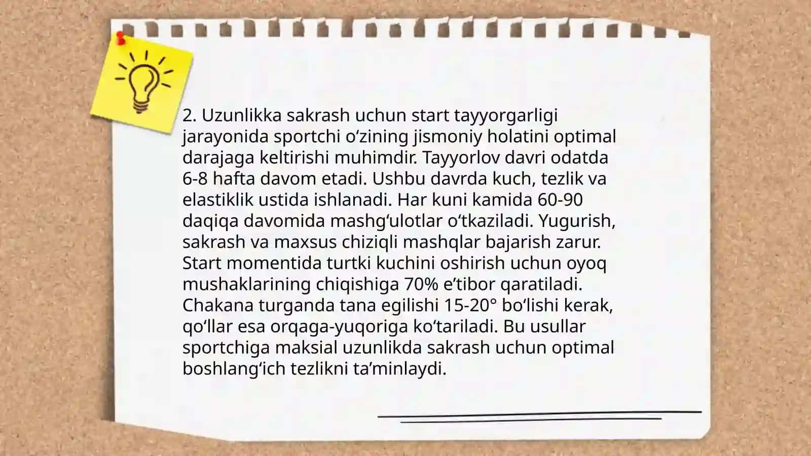 Yengil atletika. Turgan joydan uzunlikka sakrash texnikasi 4