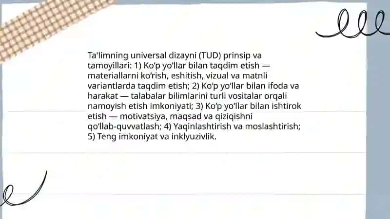 Ta'limning universal dizayini va individual ta'limiy reja 4