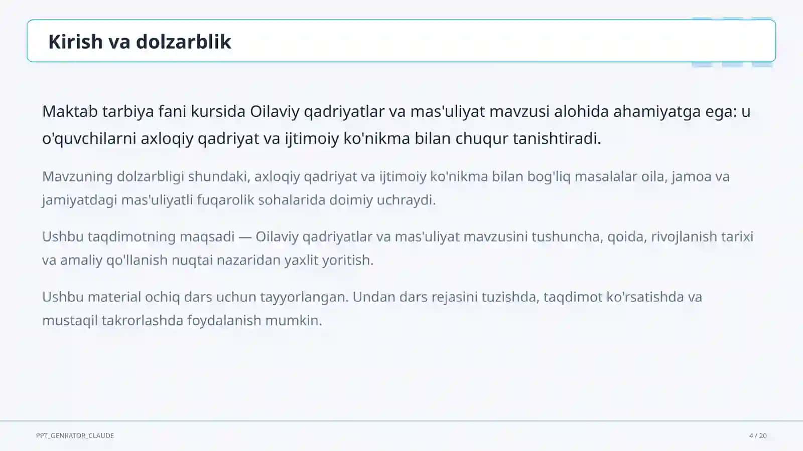 Oilaviy qadriyatlar va mas'uliyat (10-sinf) 4