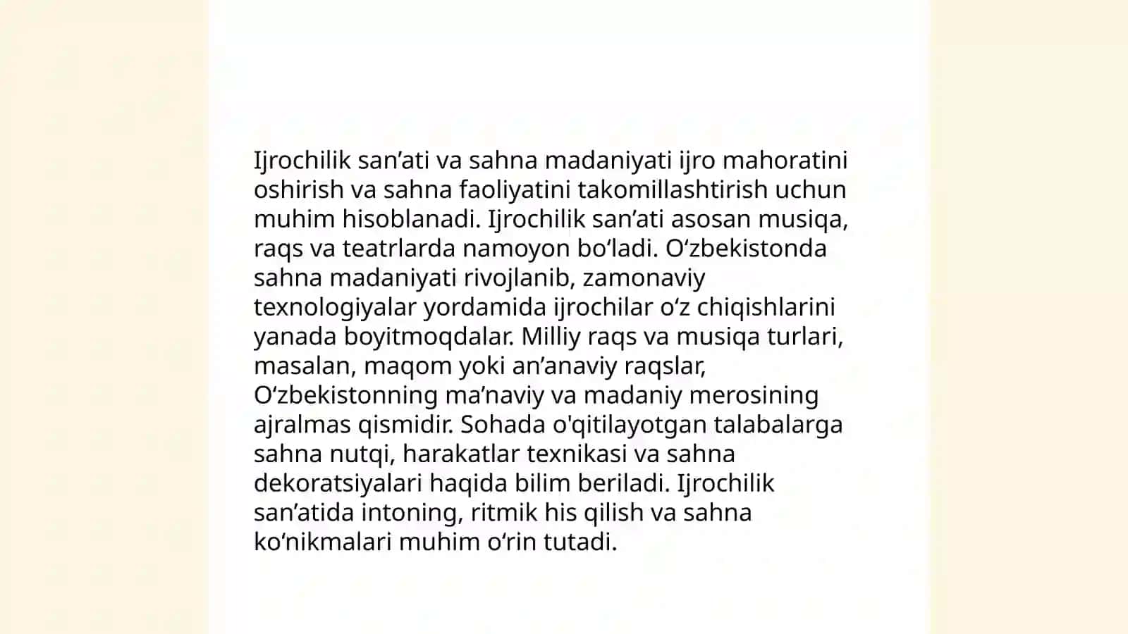 Sahna madaniyati, ijro yullari 4