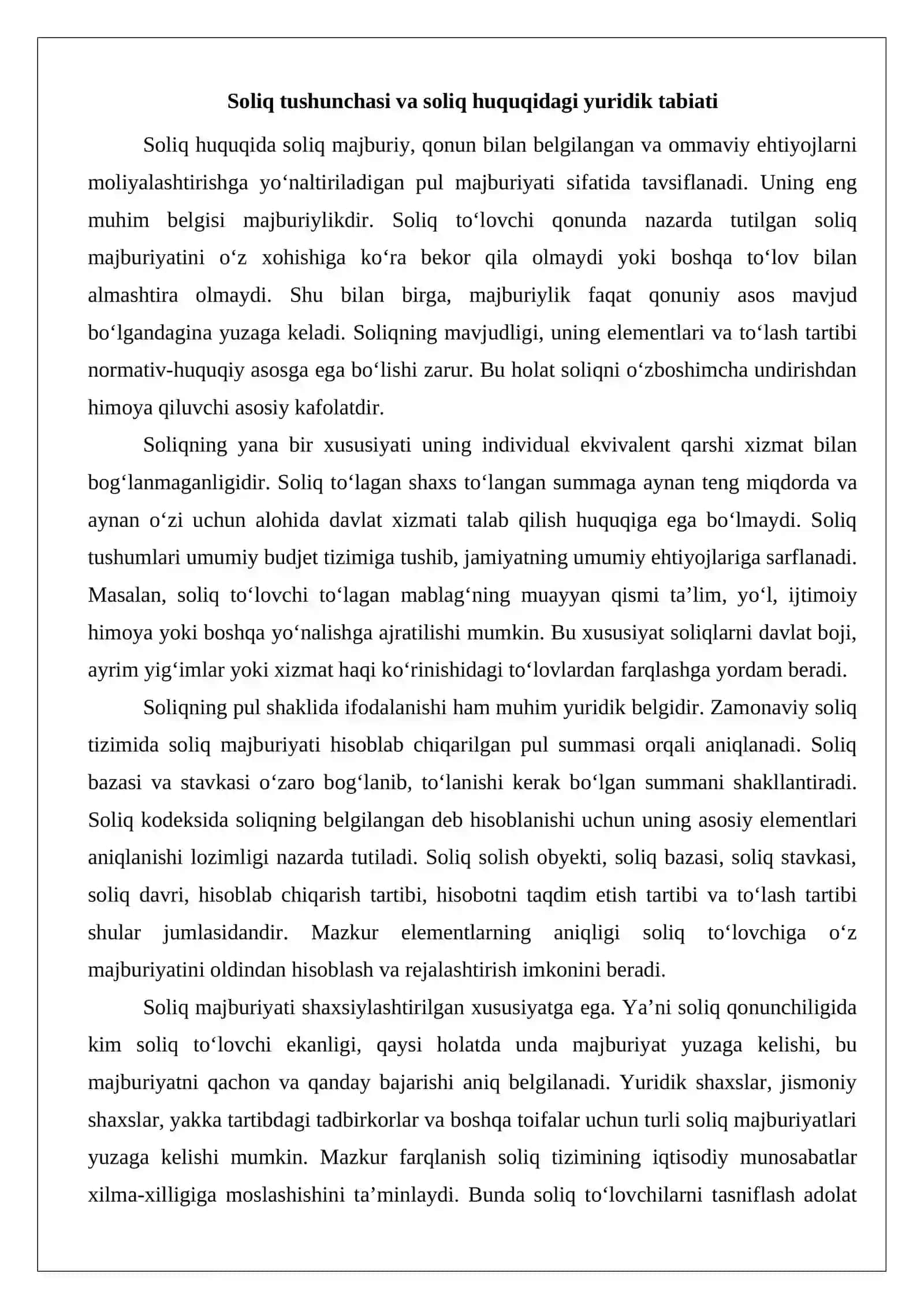 Soliqlarning ahamiyati va xususiyatlari 4