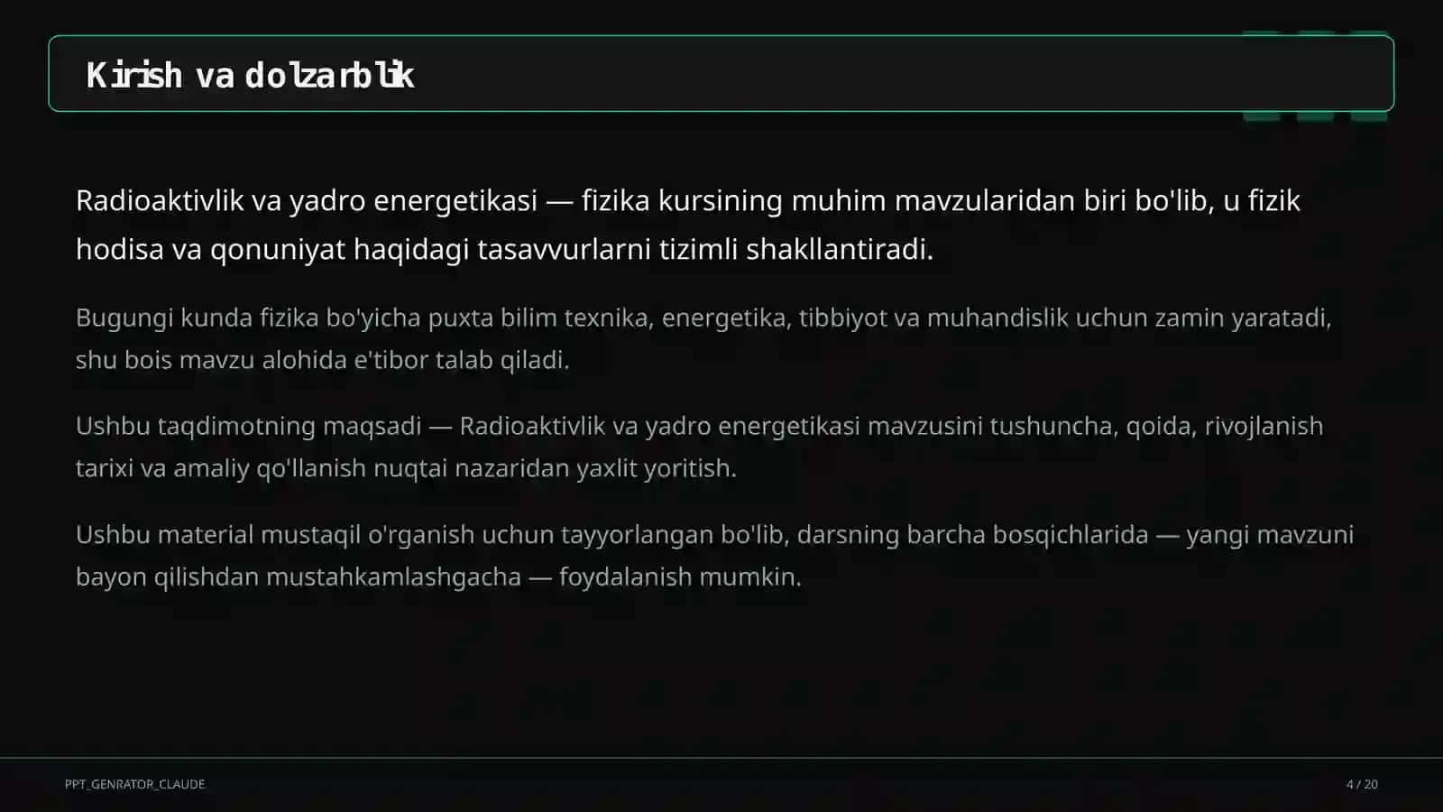 Radioaktivlik va yadro energetikasi (11-sinf) 4