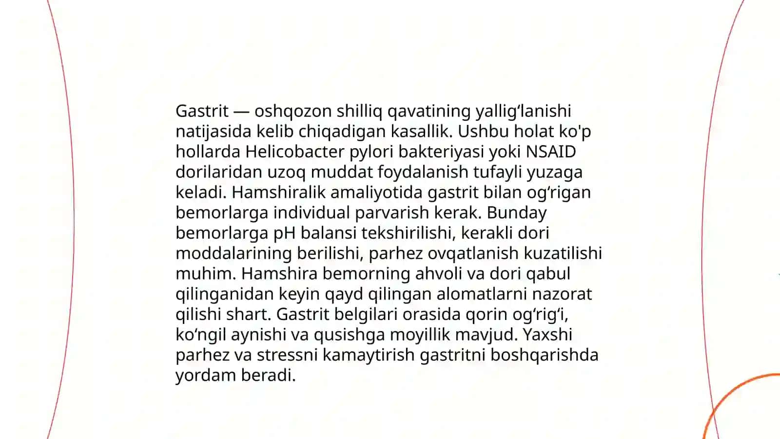 Meda ichak yo'llari muammolarida bemorlarga hamshiralik parvarishi 4