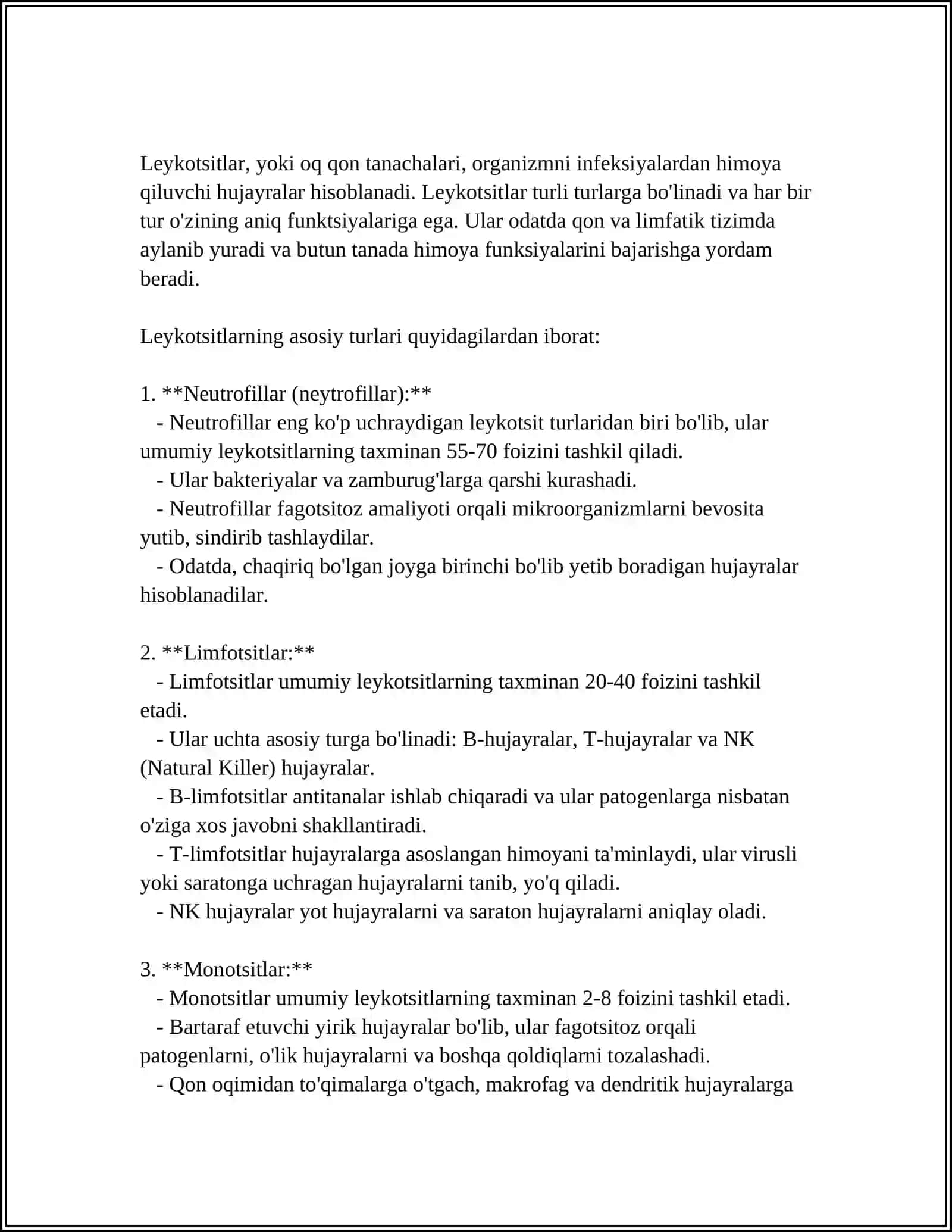 LEYKOSITLAR FIZALOGIYASI. GEMOTRANSFUZIYA. QON GURUHLARI.REZUS OMIL.QON QUYISH ASORATLARI 4