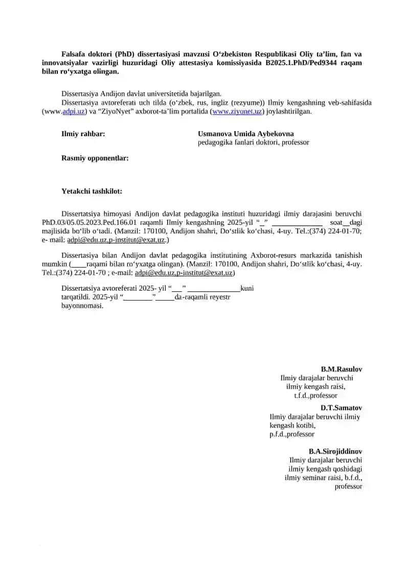 Adaptiv texnologiyalar asosida talabalarni o‘qish savodxonligi fanini o‘qitishga tayyorlash metodikasi 4