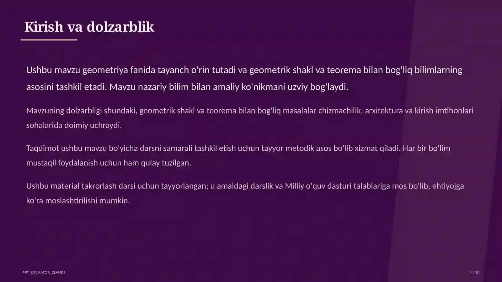 Koordinatalar metodi: to'g'ri chiziq va aylana tenglamalari (9-sinf) 4