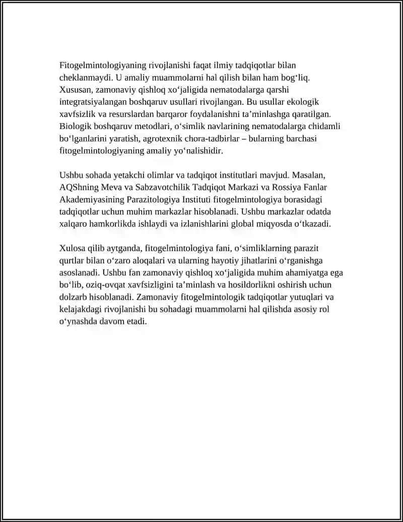 FITOGELMINTOLOGIYA FANINING ILMIY SOHADAGI VA QISHLOQ XO'JALIGIDA AHAMIYATI 4
