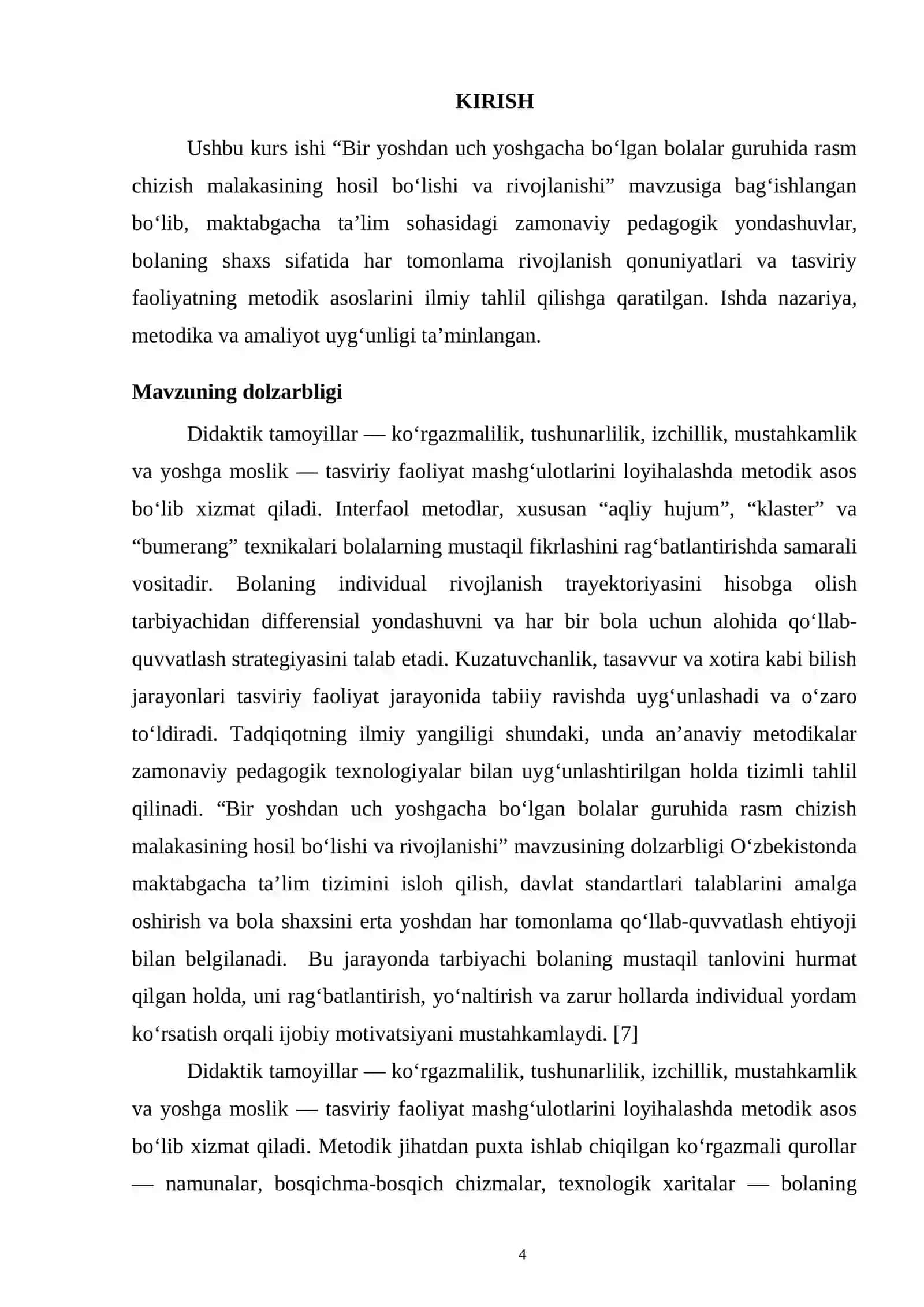 TASVIRIY FAOLIYATGA O‘RGATISH METODIKASI 4