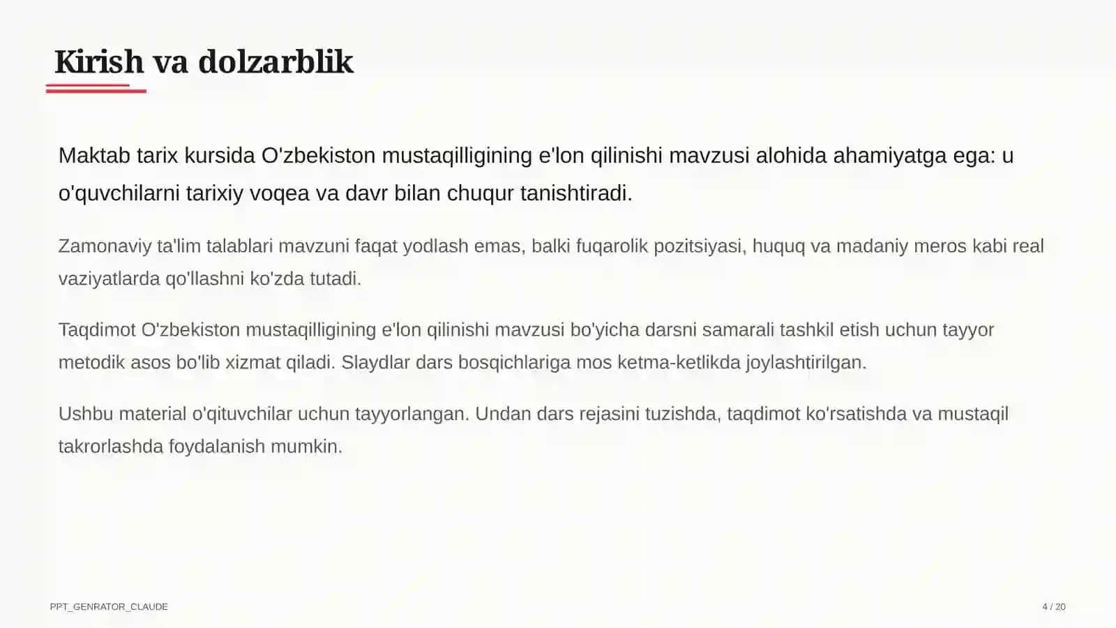 O'zbekiston mustaqilligining e'lon qilinishi (11-sinf) 4